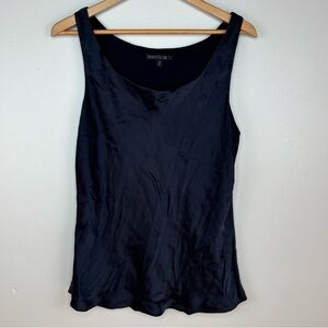 Lafayette 148 New York Black Silk Double Sleeveless Blouse Camisole Womens Sz 14